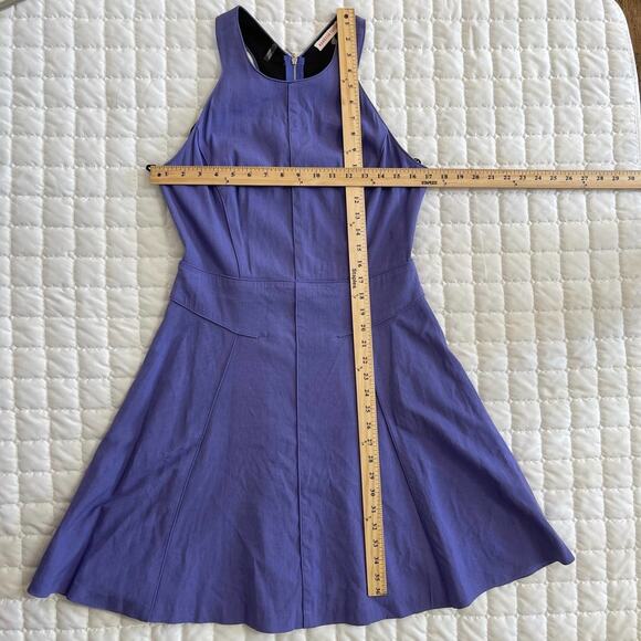 REBECCA TAYLOR Sleeveless Purple Linen Cutout Mini Fit Flare Dress Size 10 - Picture 12 of 13